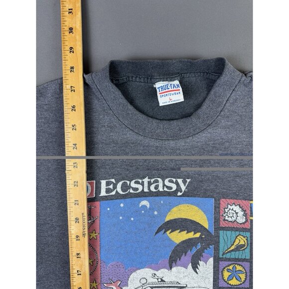 Rare Vintage 90s Ecstasy Caribbean Cruise Boat Faded Black Single Stitch T Large - Picture 5 of 5